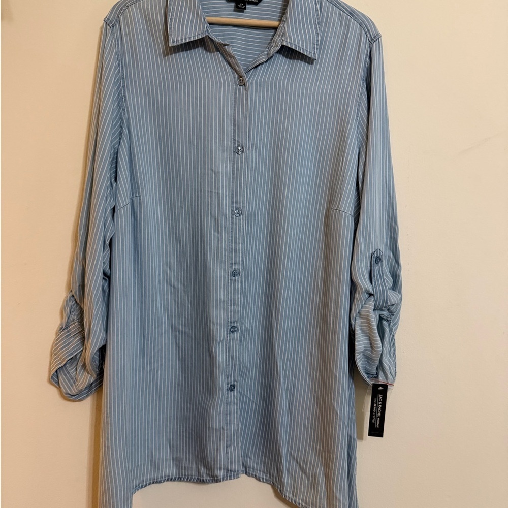 Zac & Rachel Light Blue and White Striped Shirt - Picture 7 of 8